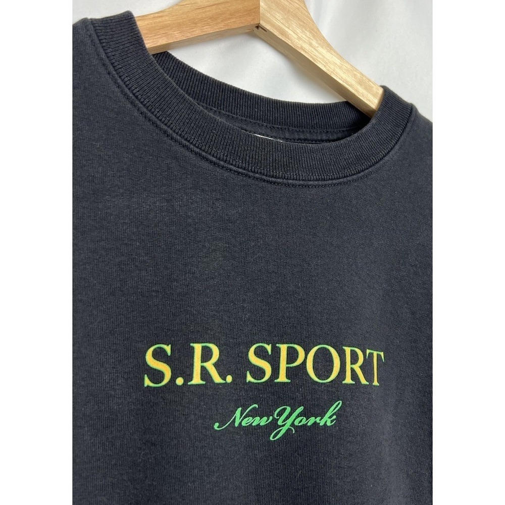 Sporty & Rich S.R. Sport Sweatshirt Health Wellness Club New York USA Black S - Picture 4 of 6